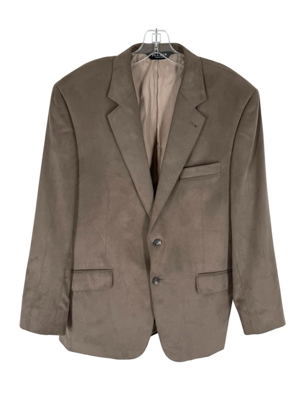 Jos A Bank Ultrasuede Blazer Mens Size 42R Taupe Microfibre 2 Button Sport Coat